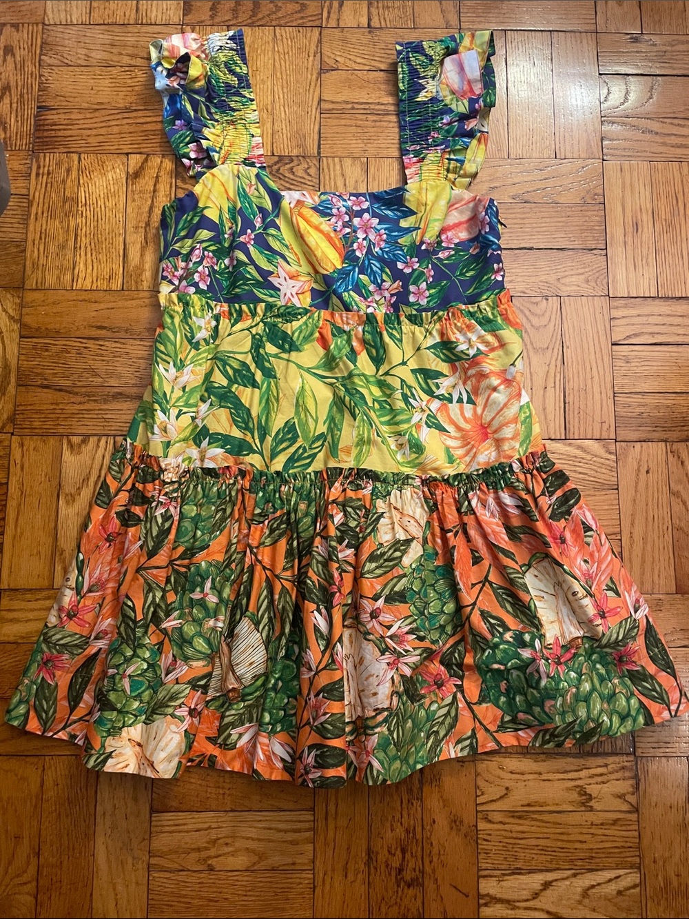 Farm Rio Caipirinha multi-tier floral mini dress - size M